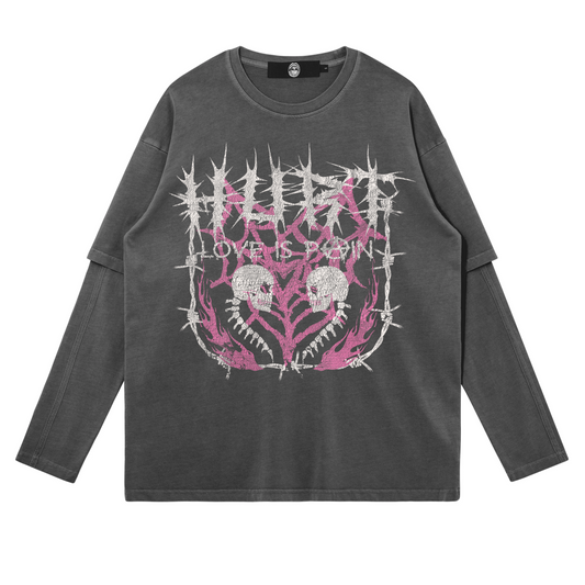 HURTLIP Faux-Layered Faded Long Sleeve
